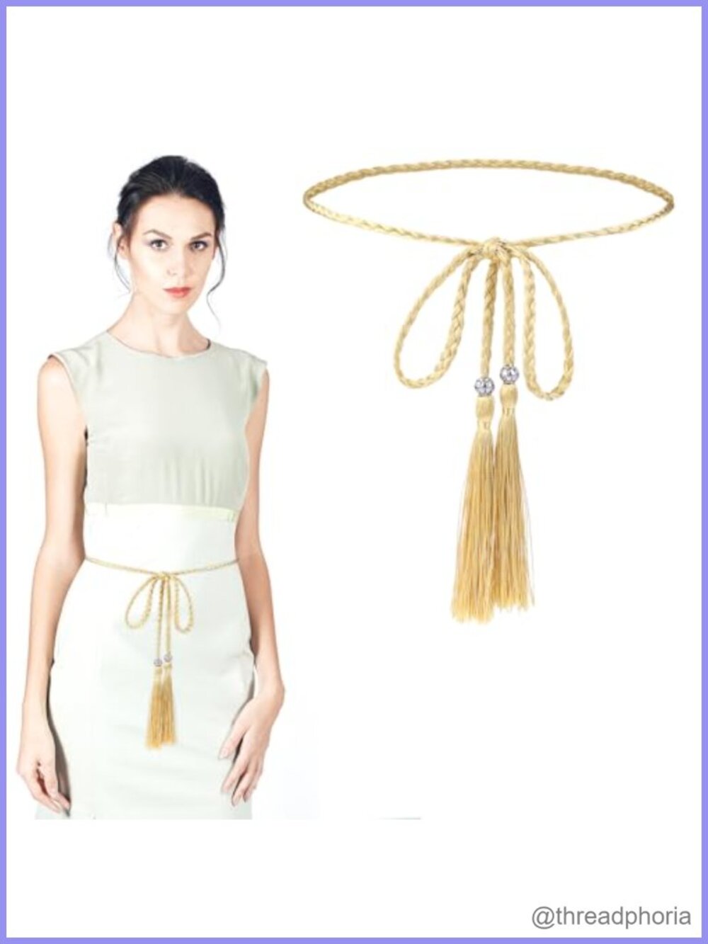 Tassel Braided Waist Belt Skinny Rope Belt for Skirt Dress